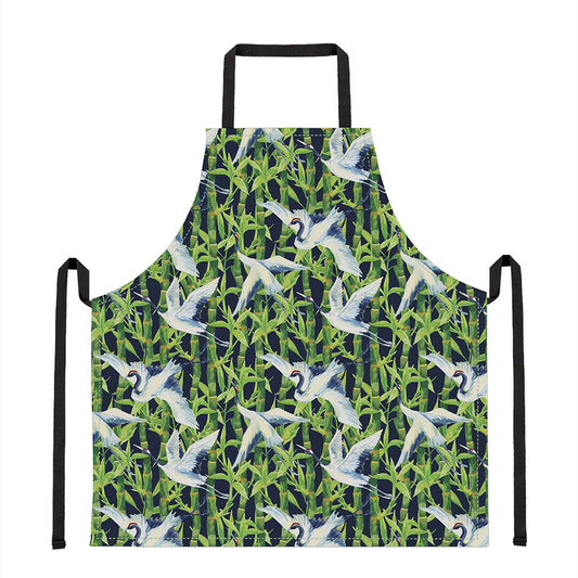 Watercolor Crane Bird Pattern Print Apron