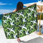 Watercolor Crane Bird Pattern Print Beach Sarong Wrap