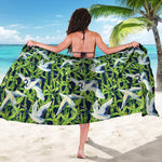 Watercolor Crane Bird Pattern Print Beach Sarong Wrap