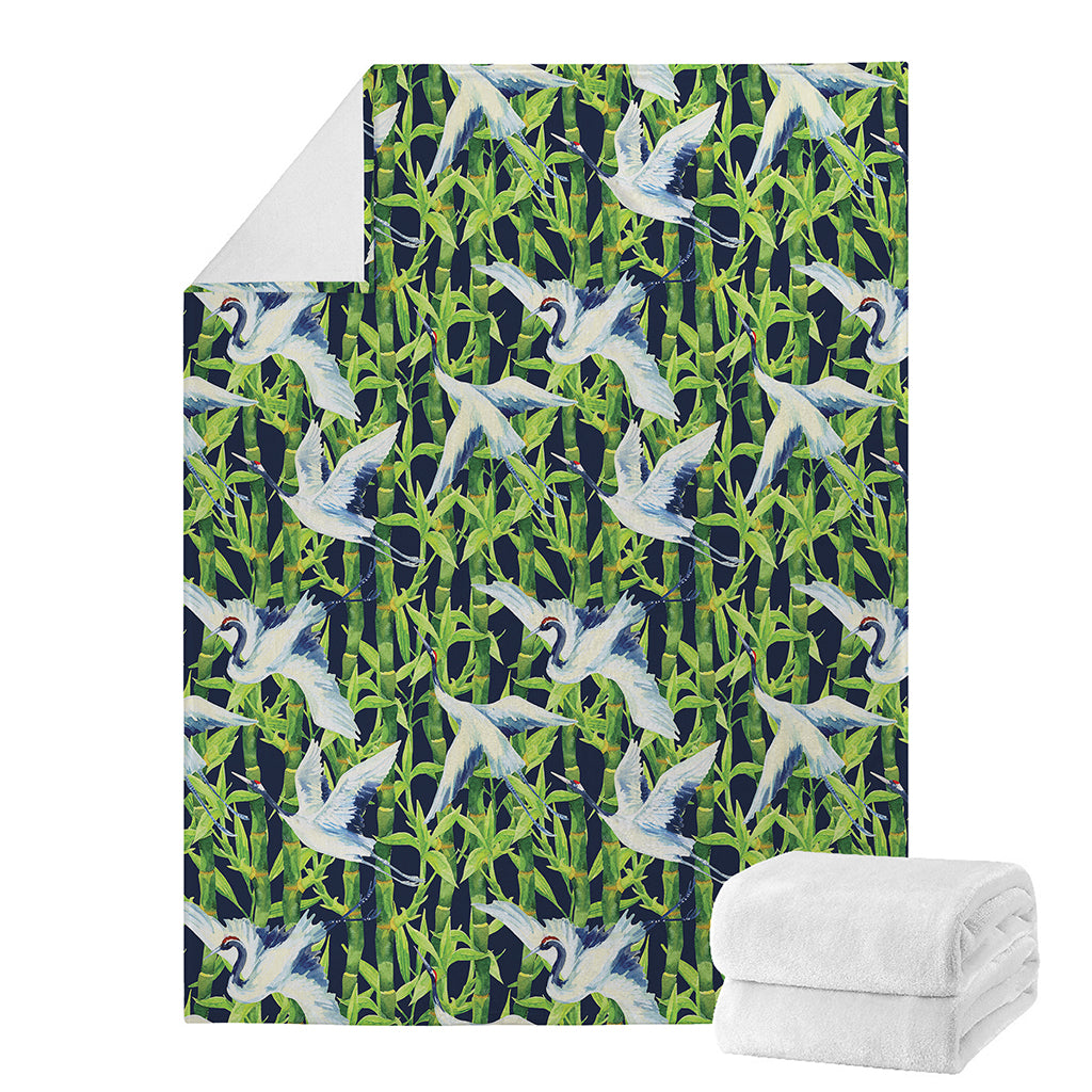 Watercolor Crane Bird Pattern Print Blanket