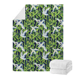 Watercolor Crane Bird Pattern Print Blanket