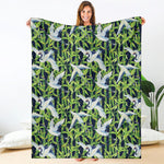 Watercolor Crane Bird Pattern Print Blanket