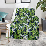 Watercolor Crane Bird Pattern Print Blanket