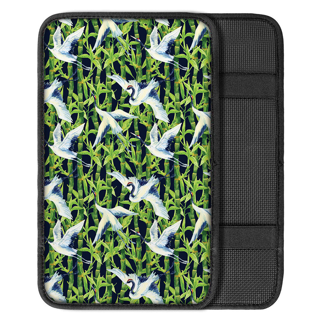 Watercolor Crane Bird Pattern Print Car Center Console Cover