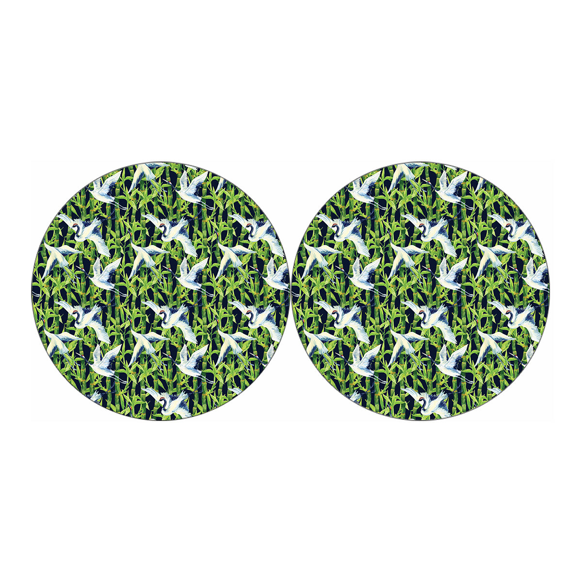 Watercolor Crane Bird Pattern Print Car Coasters