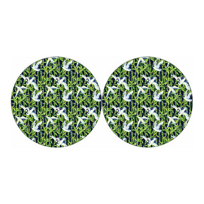 Watercolor Crane Bird Pattern Print Car Coasters