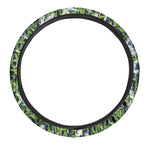 Watercolor Crane Bird Pattern Print Car Steering Wheel Cover