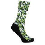 Watercolor Crane Bird Pattern Print Crew Socks