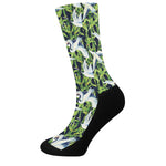 Watercolor Crane Bird Pattern Print Crew Socks