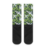 Watercolor Crane Bird Pattern Print Crew Socks