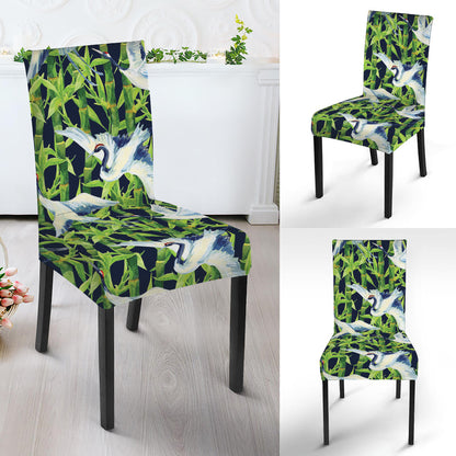 Watercolor Crane Bird Pattern Print Dining Chair Slipcover