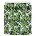 Watercolor Crane Bird Pattern Print Duvet Cover Bedding Set