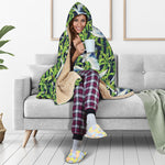 Watercolor Crane Bird Pattern Print Hooded Blanket