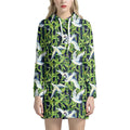 Watercolor Crane Bird Pattern Print Pullover Hoodie Dress