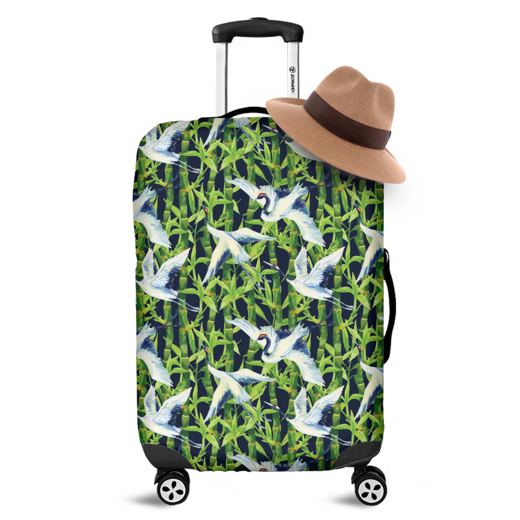 Watercolor Crane Bird Pattern Print Luggage Cover