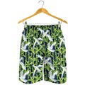 Watercolor Crane Bird Pattern Print Men's Shorts