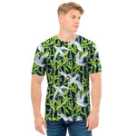 Watercolor Crane Bird Pattern Print Men's T-Shirt