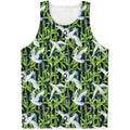 Watercolor Crane Bird Pattern Print Men's Tank Top