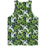 Watercolor Crane Bird Pattern Print Men's Tank Top