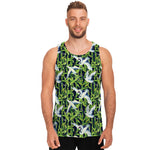 Watercolor Crane Bird Pattern Print Men's Tank Top