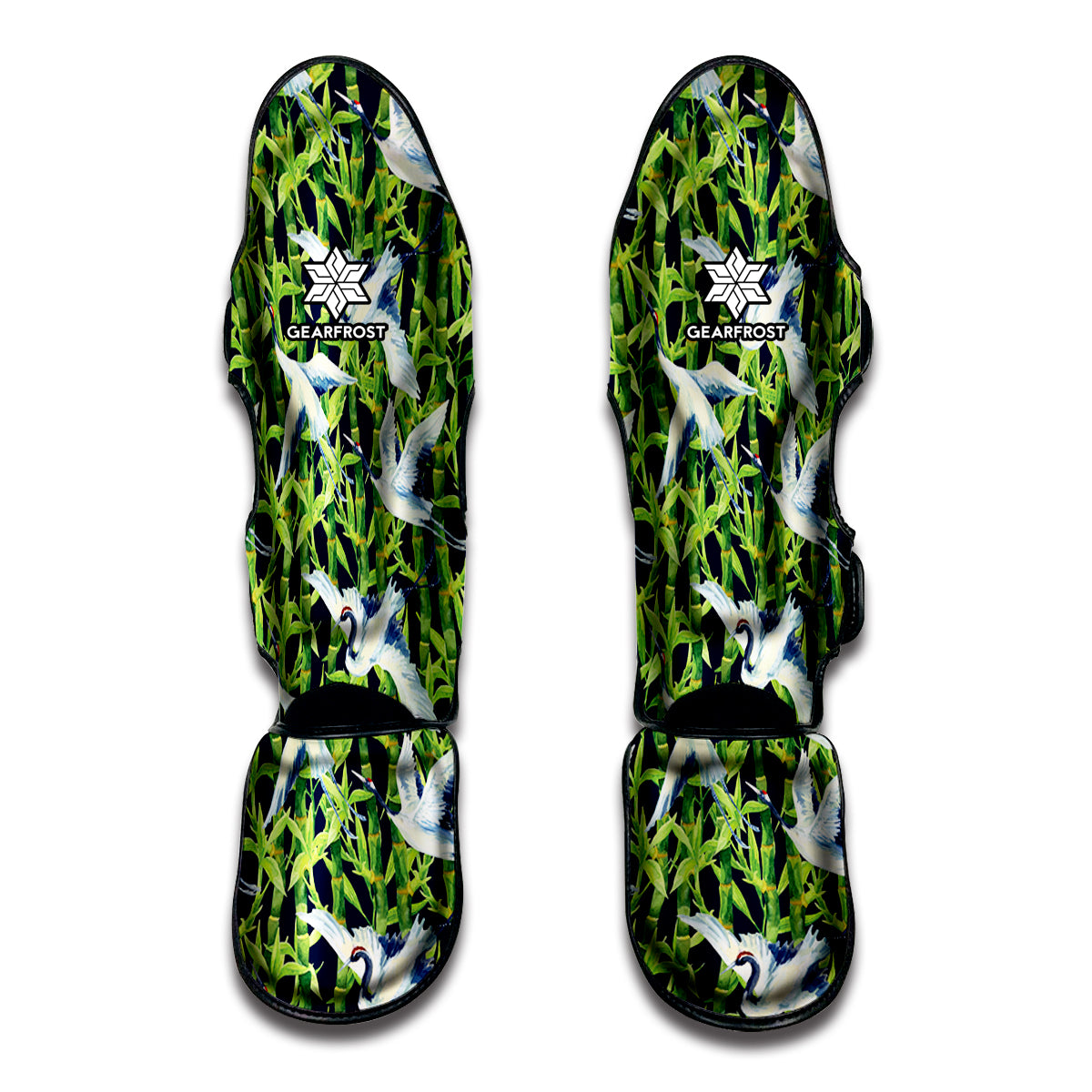 Watercolor Crane Bird Pattern Print Muay Thai Shin Guard