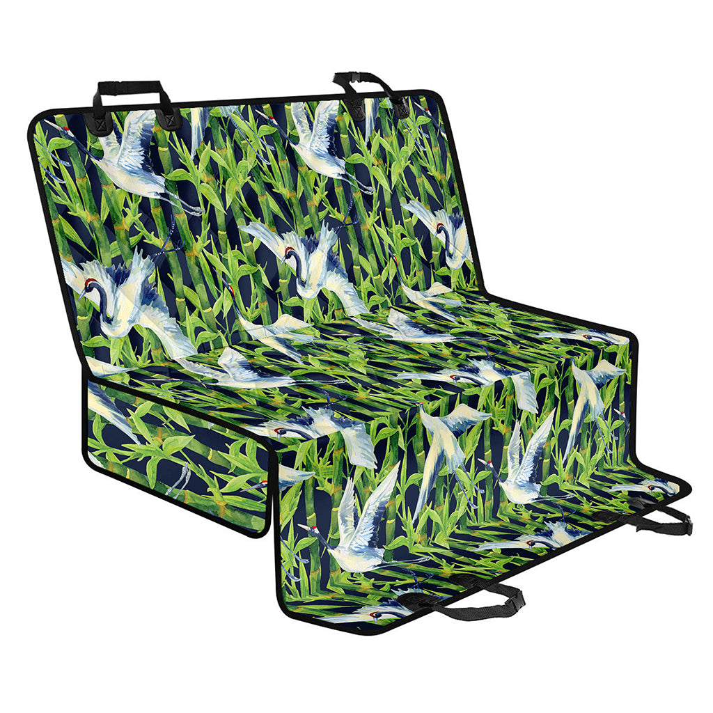 Watercolor Crane Bird Pattern Print Pet Car Back Seat Cover