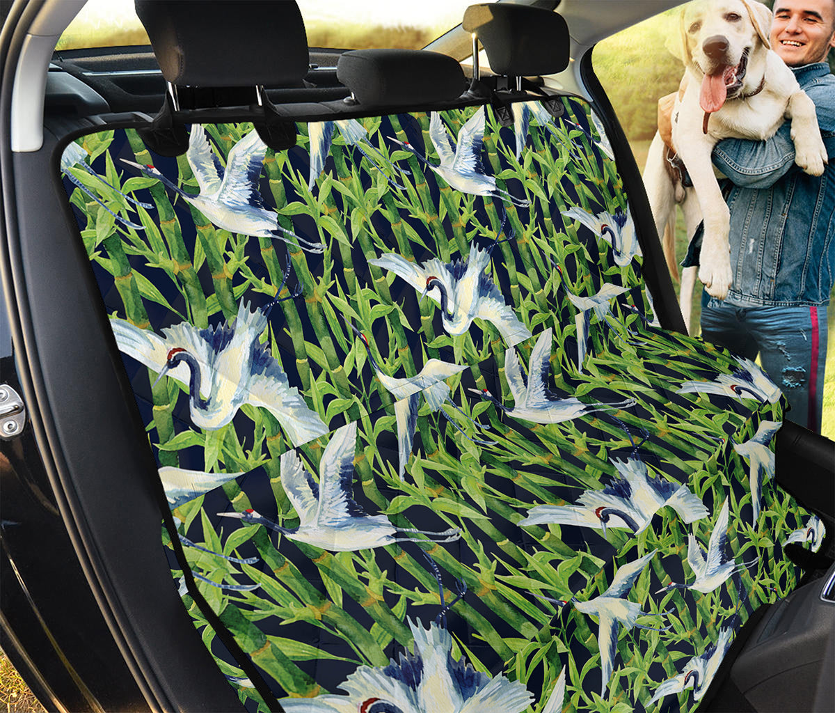 Watercolor Crane Bird Pattern Print Pet Car Back Seat Cover