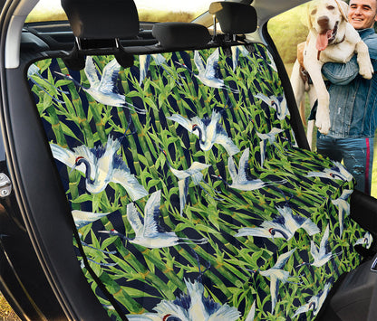 Watercolor Crane Bird Pattern Print Pet Car Back Seat Cover
