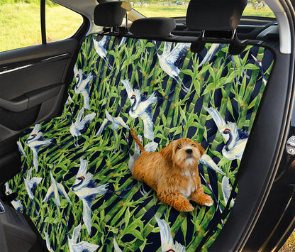 Watercolor Crane Bird Pattern Print Pet Car Back Seat Cover