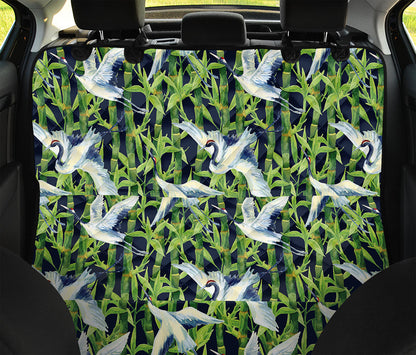 Watercolor Crane Bird Pattern Print Pet Car Back Seat Cover