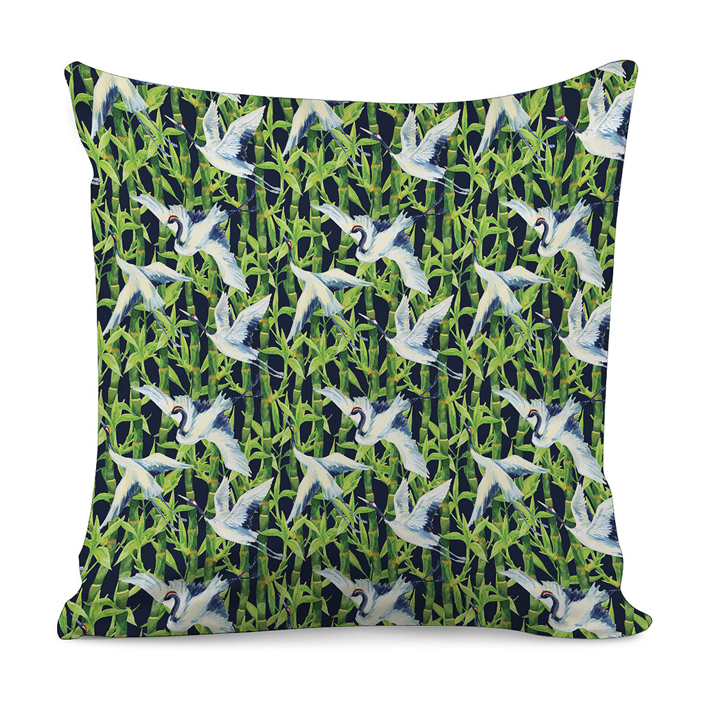 Watercolor Crane Bird Pattern Print Pillow Cover