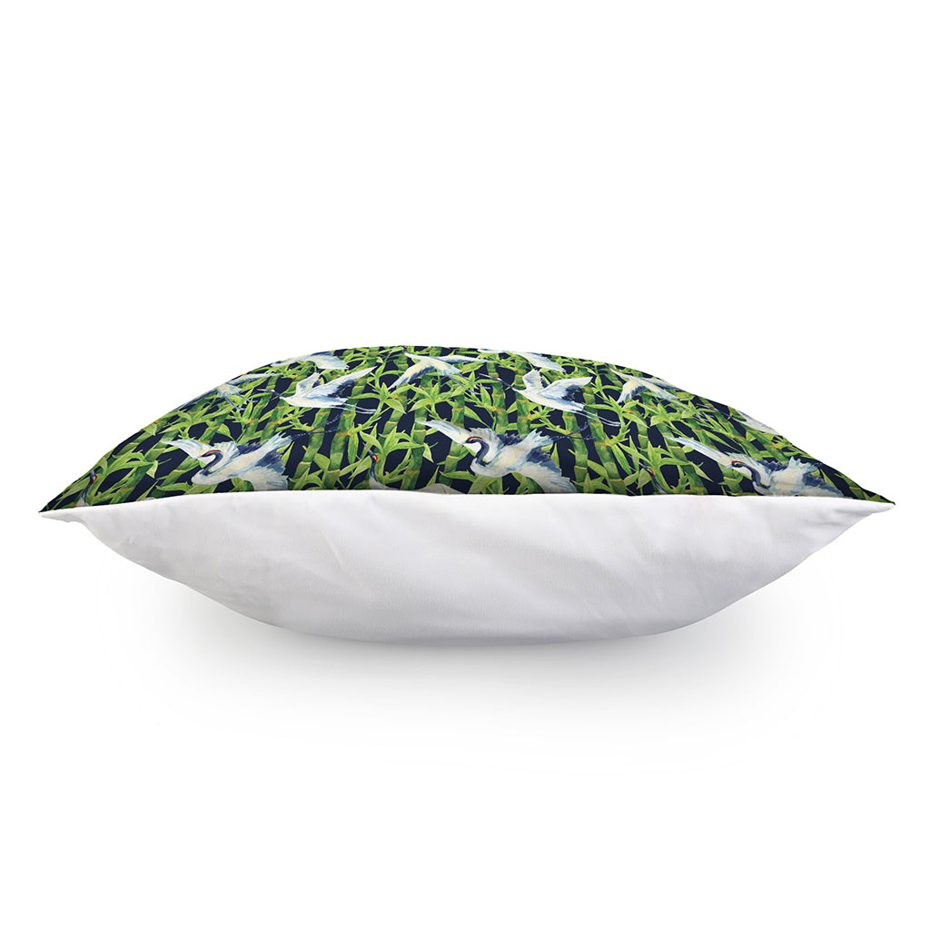 Watercolor Crane Bird Pattern Print Pillow Cover