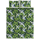 Watercolor Crane Bird Pattern Print Quilt Bed Set