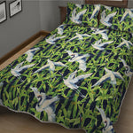 Watercolor Crane Bird Pattern Print Quilt Bed Set