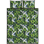 Watercolor Crane Bird Pattern Print Quilt Bed Set
