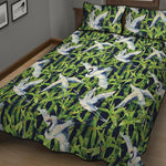 Watercolor Crane Bird Pattern Print Quilt Bed Set