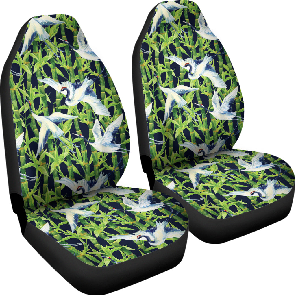 Watercolor Crane Bird Pattern Print Universal Fit Car Seat Covers
