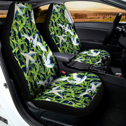 Watercolor Crane Bird Pattern Print Universal Fit Car Seat Covers