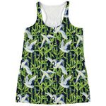 Watercolor Crane Bird Pattern Print Women's Racerback Tank Top