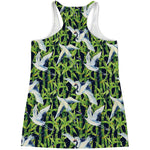 Watercolor Crane Bird Pattern Print Women's Racerback Tank Top