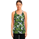 Watercolor Crane Bird Pattern Print Women's Racerback Tank Top
