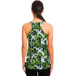 Watercolor Crane Bird Pattern Print Women's Racerback Tank Top
