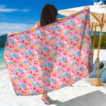 Watercolor Cupcake Pattern Print Beach Sarong Wrap