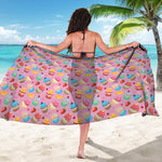 Watercolor Cupcake Pattern Print Beach Sarong Wrap