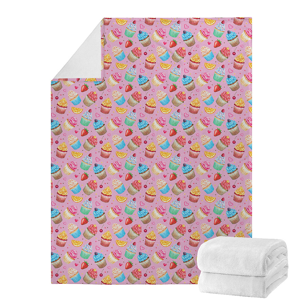Watercolor Cupcake Pattern Print Blanket