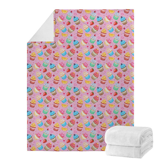 Watercolor Cupcake Pattern Print Blanket