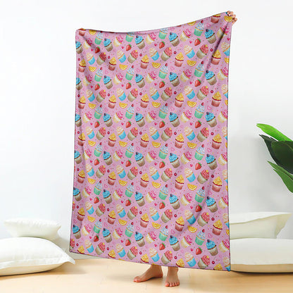 Watercolor Cupcake Pattern Print Blanket