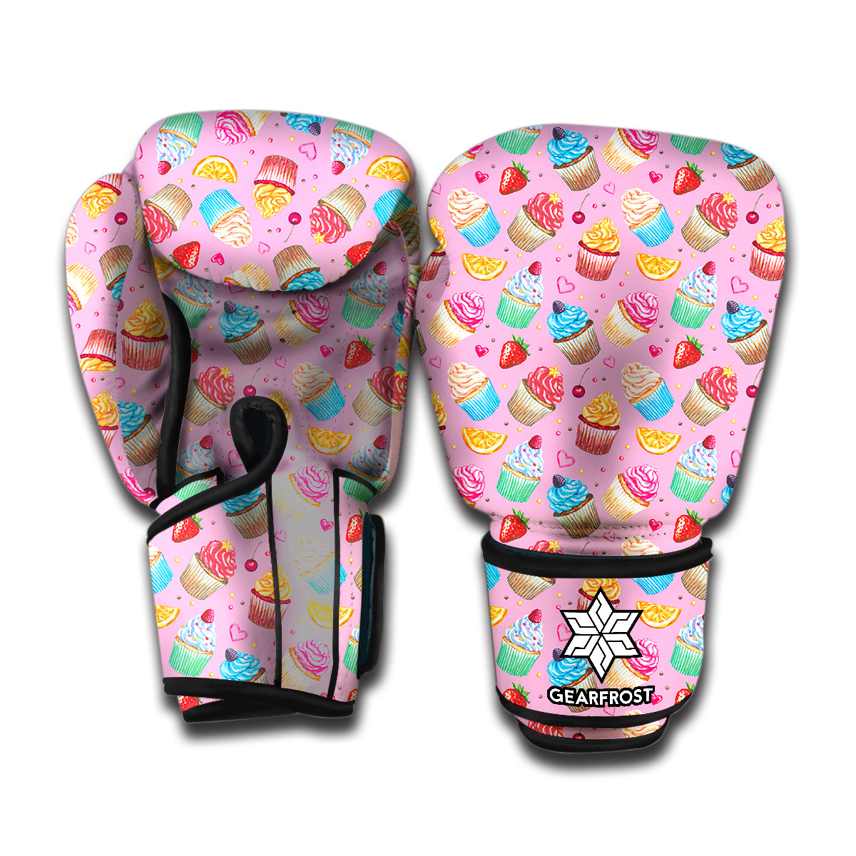Watercolor Cupcake Pattern Print Boxing Gloves
