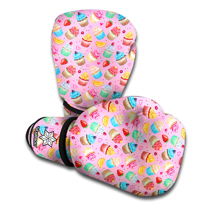 Watercolor Cupcake Pattern Print Boxing Gloves
