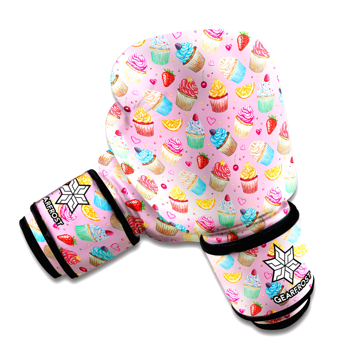 Watercolor Cupcake Pattern Print Boxing Gloves